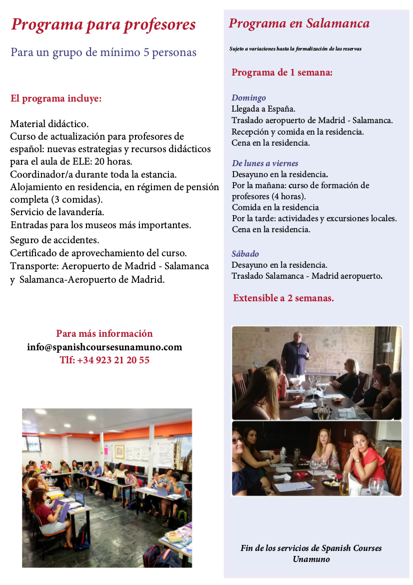 Programa para profesores de español itinerario